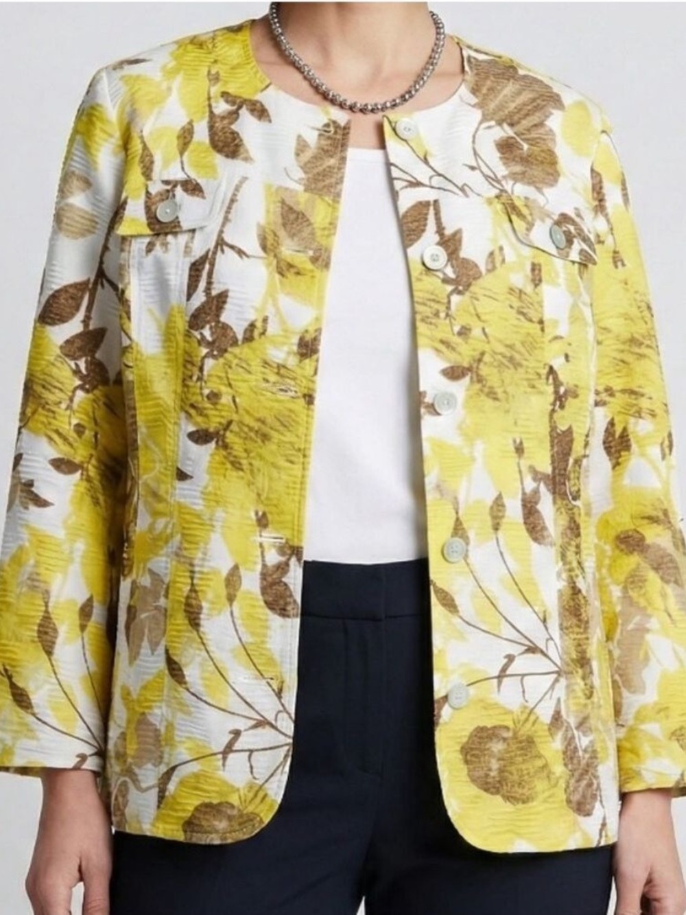 ALFRED DUNNER Yellow and Green Spring Foliage Jacket size 20